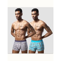 雅鹿出品2条装纯棉男士内裤高端平角内裤青年四角短裤裤头 CK-6937