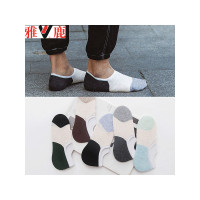 雅鹿【5双装】纯棉袜子 男士夏季新款休闲百搭全棉男船袜 拼接色时尚潮流隐形袜YL-TC-498