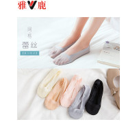 雅鹿【5双装】 纯棉袜子女春夏新款超薄纱网透气船袜 女整圈防滑胶全棉袜底女隐形袜YL-TC-583