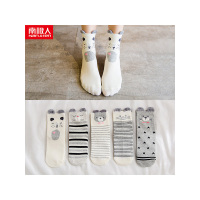 南极人(NanJiren)五双装纯棉女袜新款袜子 女士可爱立体耳朵卡通动物200针全棉中筒袜NJR-TC-227