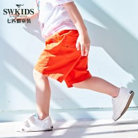 七匹狼品牌童装裤子中小童休闲裤夏季2018男童棉质运动风五分裤