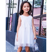 七匹狼女童连衣裙夏季新品公主裙雪纺蕾丝亮丽清爽大中童衣裙