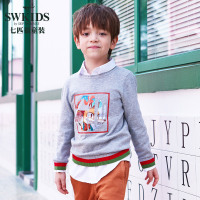 七匹狼官方旗舰店2018春季新品男童圆领长袖潮流中大儿童针织衫