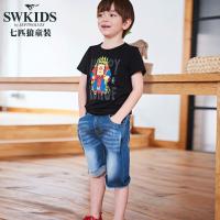 七匹狼官方旗舰店童装2018夏季新品时尚中大男童潮流百搭牛仔短裤