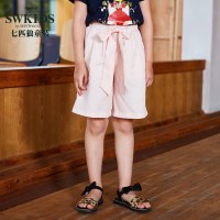 七匹狼官方旗舰店童装2018夏季时尚中大女童潮流休闲可爱五分裤