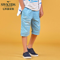 七匹狼官方旗舰店童装2018夏新品男童休闲五分裤中大童松紧腰裤子