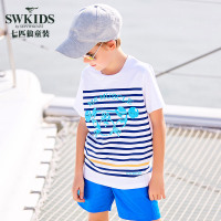 七匹狼官方旗舰店童装2018夏新品男童卡通印花圆领短袖T恤