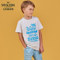 七匹狼官方旗舰店童装2018夏新品男童圆领短袖T恤字母印花上衣