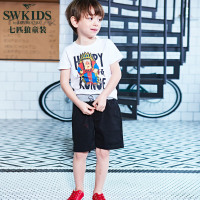 七匹狼官方旗舰店童装2018新款时尚休闲上衣舒适透气圆领短袖T恤