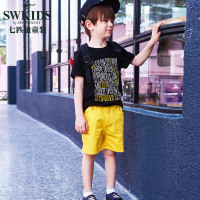 七匹狼官方旗舰店童装2018新款男童上衣圆领短袖T恤衫休闲潮流