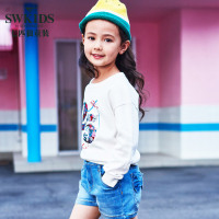 七匹狼官方旗舰店童装2018春季新品圆领长袖时尚可爱百搭线衫
