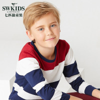 七匹狼官方旗舰店童装2018秋季新款男童休闲潮流条纹长袖T恤