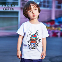 七匹狼旗舰店童装吸汗圆领短袖T恤夏季新品男童卡通印花百搭上衣