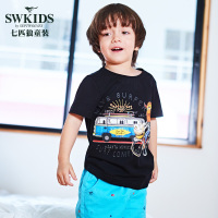 七匹狼童装2018夏季新款男童短袖T恤中小童圆领上衣儿童半袖T恤