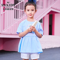 七匹狼童装女童连衣裙休闲卡通2018夏季新品可爱百搭连衣裙