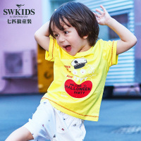 七匹狼童装搞怪动漫印花纯棉T恤中小童休闲上衣男童圆领吸汗短袖