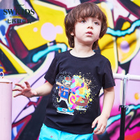 七匹狼童装旗舰店童装2018夏季新品中小童卡通帅气短袖T恤上衣潮