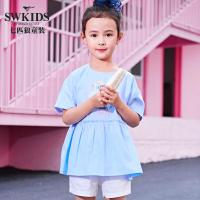 七匹狼童装女童连衣裙休闲卡通2018夏季新品可爱百搭连衣裙