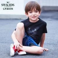 七匹狼官方旗舰店童装2018夏季潮流男童帅气狼头时尚夏装短袖T恤