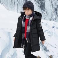 七匹狼童装男童羽绒服中长款连帽加厚白鸭绒2018冬季新款
