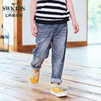 七匹狼儿童牛仔裤长裤男童2018春款中大童裤子学生牛仔黑灰