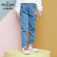七匹狼童装男童牛仔裤长裤2018秋冬新款时尚儿童裤子浅蓝