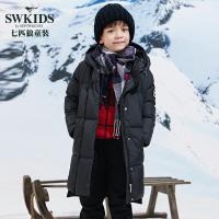 七匹狼童装男童羽绒服中长款加厚儿童羽绒保暖外套2018秋冬白鸭绒