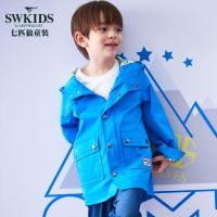 七匹狼童装男童休闲外套中长款风衣2018春季中大童欧美风帅气茄克
