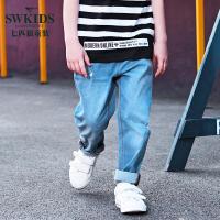 七匹狼儿童牛仔裤男童长裤2018春季中大童裤子学生牛仔