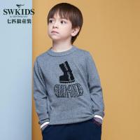 七匹狼童装男童毛衣针织衫线衣长袖圆领纯棉打底衫2018秋冬新款
