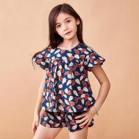 七匹狼女童夏季套装2019年夏季儿童短袖短裤两件套欧美时尚