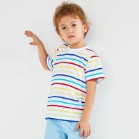 七匹狼童装男童T恤2019夏装新款中大童条纹宽松T恤上衣儿童短袖韩