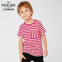 七匹狼男童短袖T恤潮童2019夏季中大童圆领上衣儿童T恤韩版