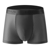 彼尔丹 4条盒装男士夏季冰丝眼内裤镂空设计清凉透气平角裤