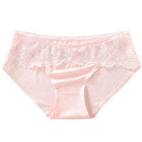 蕾丝女士内裤性感冰丝全棉底档抗菌中低腰三角裤（四条装）