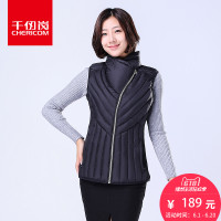 千仞岗2017秋冬新品羽绒高领马甲女收腰短款斜拉链背心女潮229008