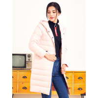 千仞岗 女士中长款轻薄羽绒服纯色时尚连帽外套女 229051