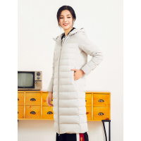 千仞岗 女士加长款轻薄羽绒服纯色休闲带帽外套女 229060