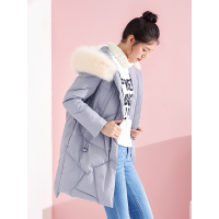 千仞岗 中长款韩版羽绒服女宽松大毛领冬外套 239710