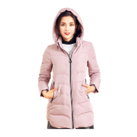 千仞岗女士秋冬中长款显瘦修身连帽简约羽绒服外套229191