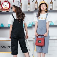 女大童洋气背带裤套装女童大码短袖T恤两件套女孩2018新款潮夏装