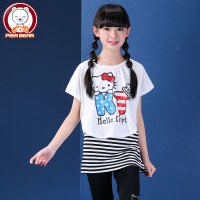 女大童长款短袖宽松T恤女童韩版半袖小学生2018夏季新款短袖体恤