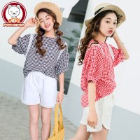 女童夏装套装2018新款童装夏季女大童洋气T恤+短裤儿童短袖两件套