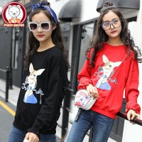 女童长袖宽松T恤2018新款春秋学生体恤打底衫女大童大码春装上衣