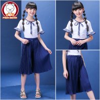 女童阔腿裤套装2018新款韩版女大童夏装短袖12-15岁夏季两件套潮