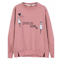 皮尔熊早秋新款女童卫衣圆领宽松长袖T恤韩版中大童洋气秋装上衣儿童装