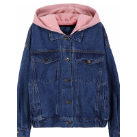 皮尔熊女童牛仔外套2018新款潮流百搭上衣春秋装中大童连帽长袖外衣童装