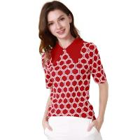 晚白 简约通勤优雅气质撞色针织冰丝T恤上衣减龄