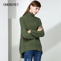 晚白 新款毛衣高领长袖加厚针织衫中长款韩版宽松外套女装廓形上衣