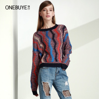 晚白 新款欧美女装上衣长袖百搭时尚宽松显瘦套头针织毛衣